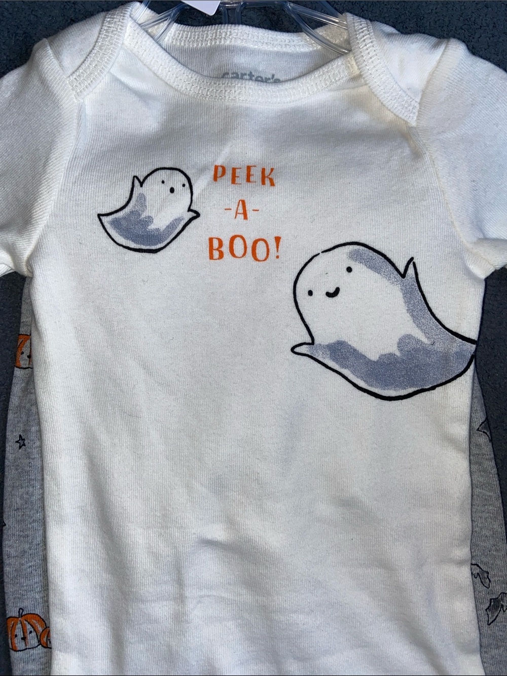 Carter's Cream Ghost 'Peek-A-Boo' Long-Sleeve and Pants size 6 Months - Picture 3 of 7